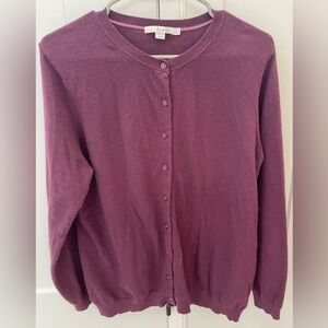 Boden cardigan sweater cashmere blend plum purple color size 14/16